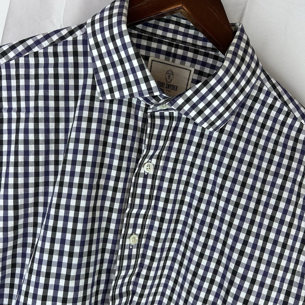 Todd Snyder Shirt Mens 17 - 34/35 Purple Black Button Down‎ Check Gingahm Cotton
